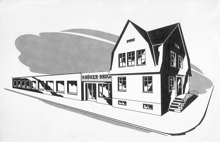 Krueger Medienhaus Stahlstich 1959 Hachenburg